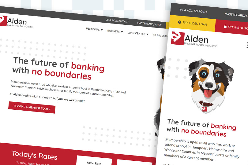 Alden Credit Union desktop and mobile screenshots