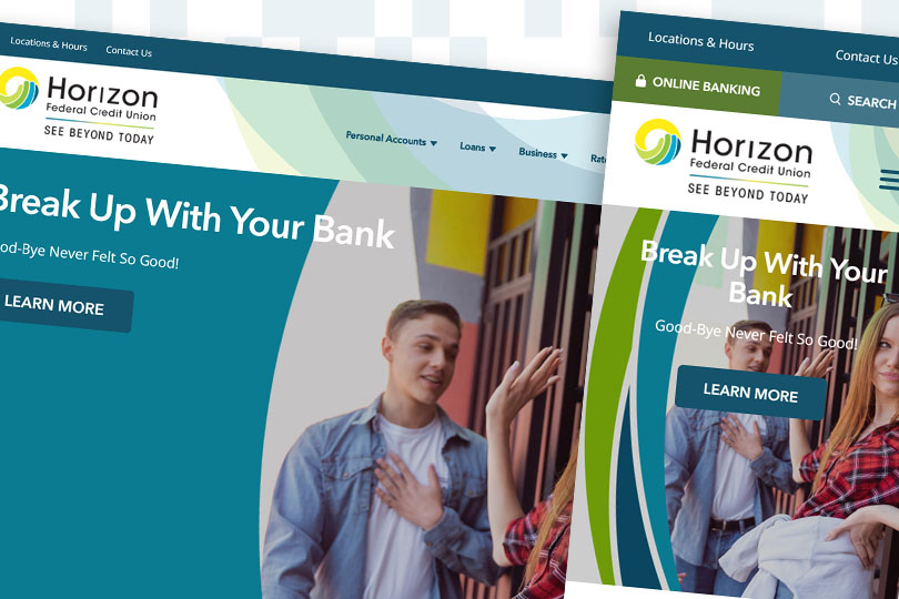 Horizon Federal Credit Union desktop and mobile screenshots