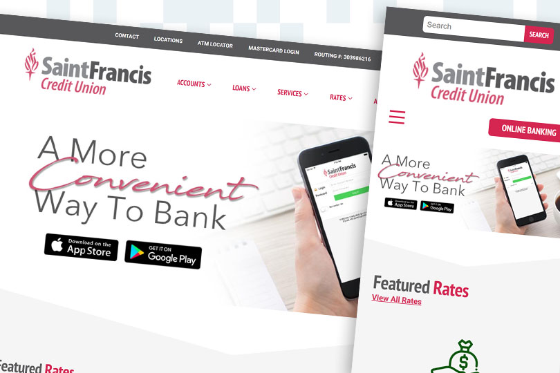 Saint Francis Federal Credit Union desktop and mobile screenshots
