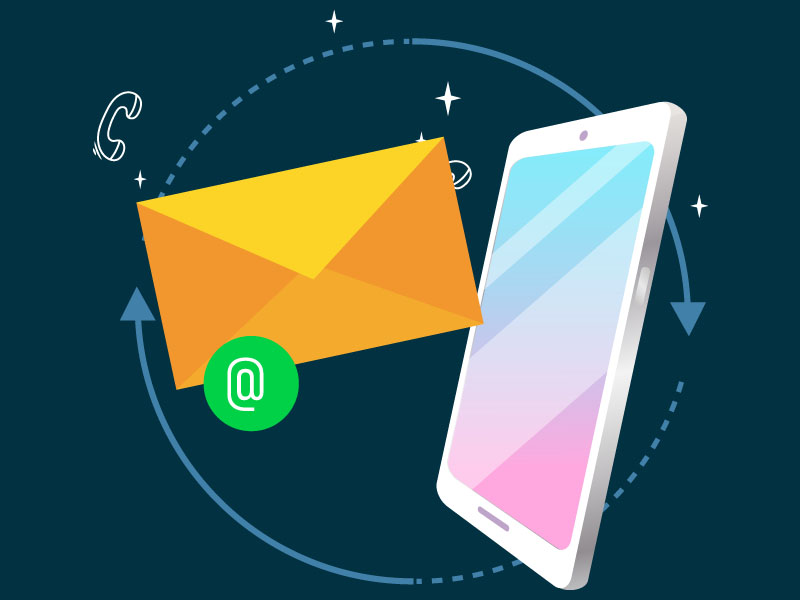 Illustration of an email and mobile phone