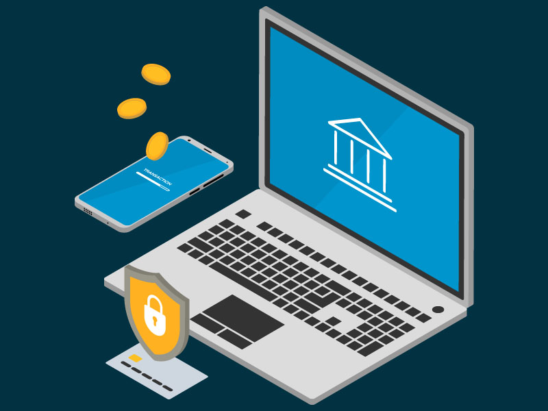 Illustration of laptop accessing a credit union website