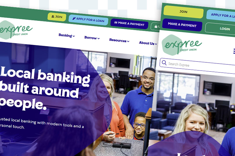 Expree Credit Union desktop and mobile screenshots