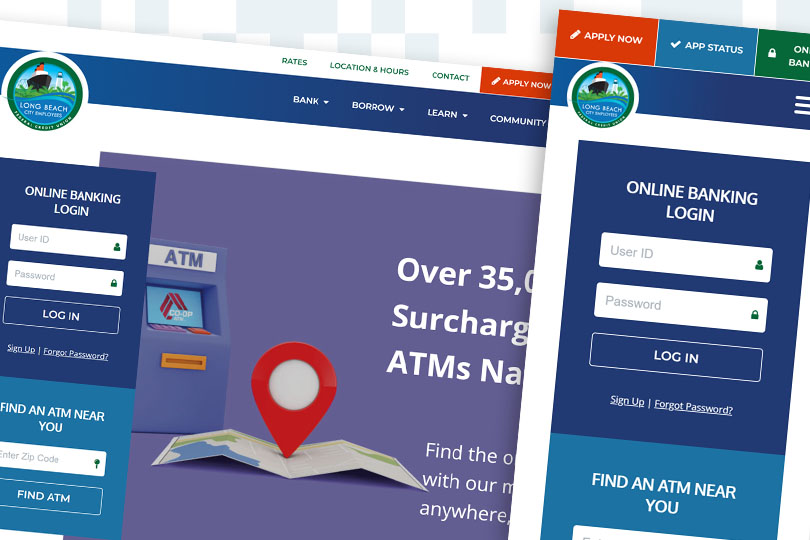 Long Beach City Employees Federal Credit Union desktop and mobile screenshots