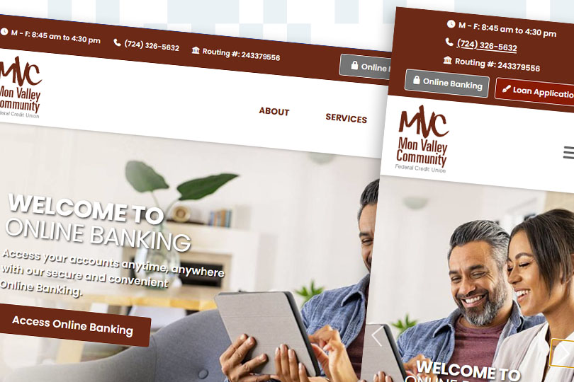 Mon Valley Community Federal Credit Union desktop and mobile screenshots