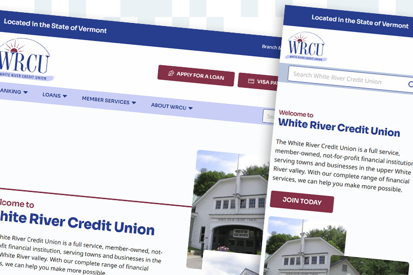 White River Credit Union desktop and mobile screenshots